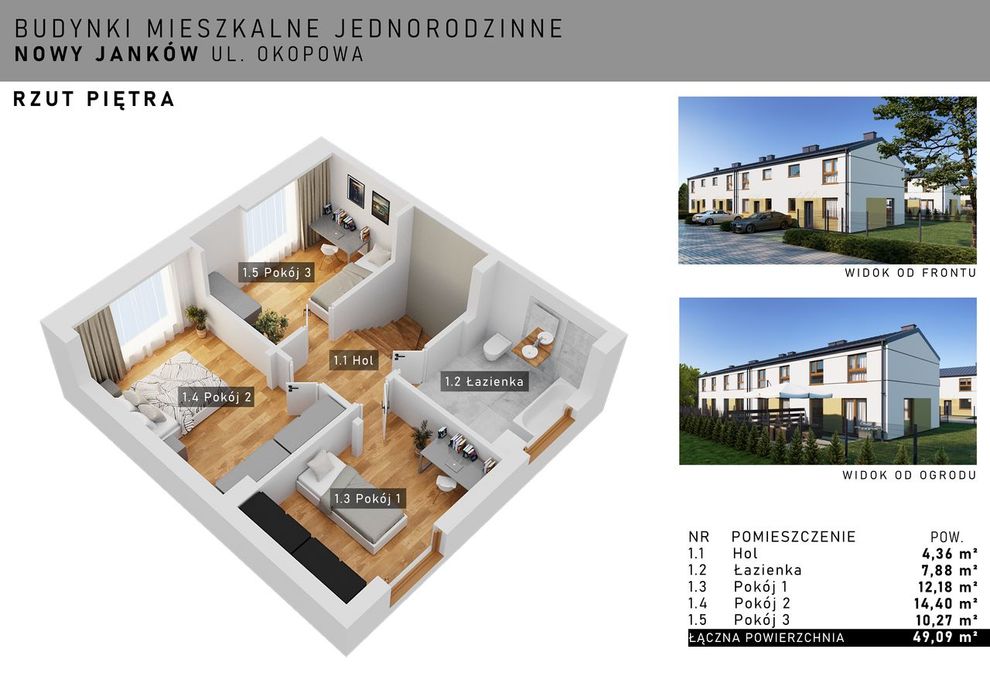 1/2 bliźniaka, 2 m. postojowe NOWY JANKÓW