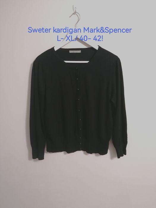 Czarny klasyczny sweter kardigan damski Marks & Spencer L- XL!