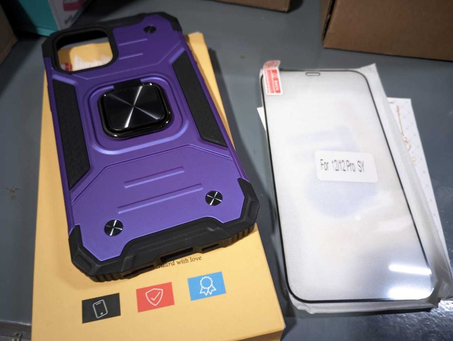 Etui case Honeyview + szkło do Iphone 12 / 12PRO fioletowe NOWE HQ