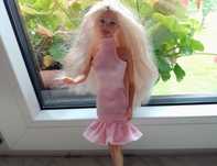 Różowa pudrowa sukienka dla lalki Barbie, ubranko dla lalek