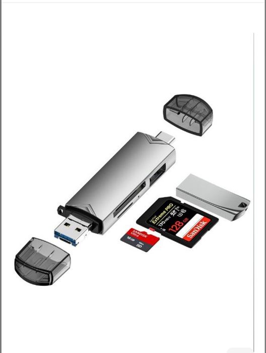 Картридер картрідер 6 в 1 D-398 OTG адаптер USB 3.0 (USB, Type-C, Micr