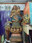 Figura Nossa Sra Menino Madeira Policromada XVIII XIX 2