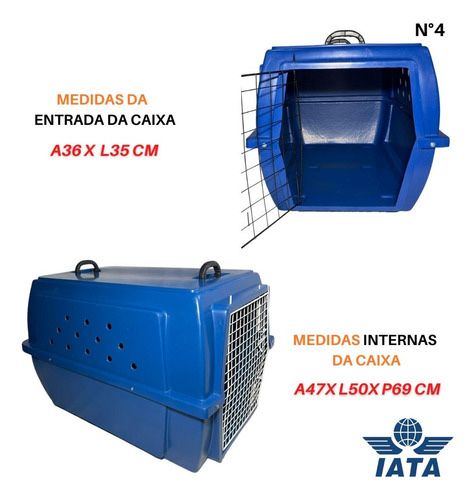 Caixa Transporte Pet Cão Gato Avião Padrão Iata Tamanho 4 N4