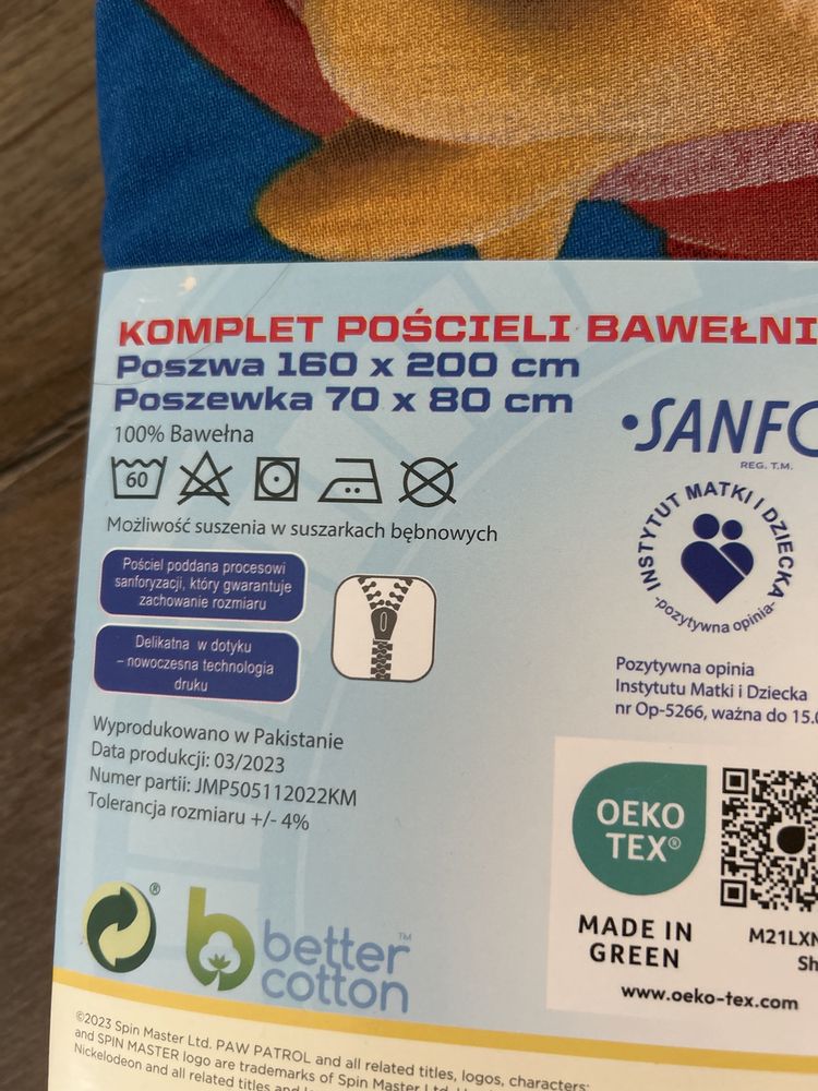 Nowy komplet pościeli bawełnianej psi patrol 160x200