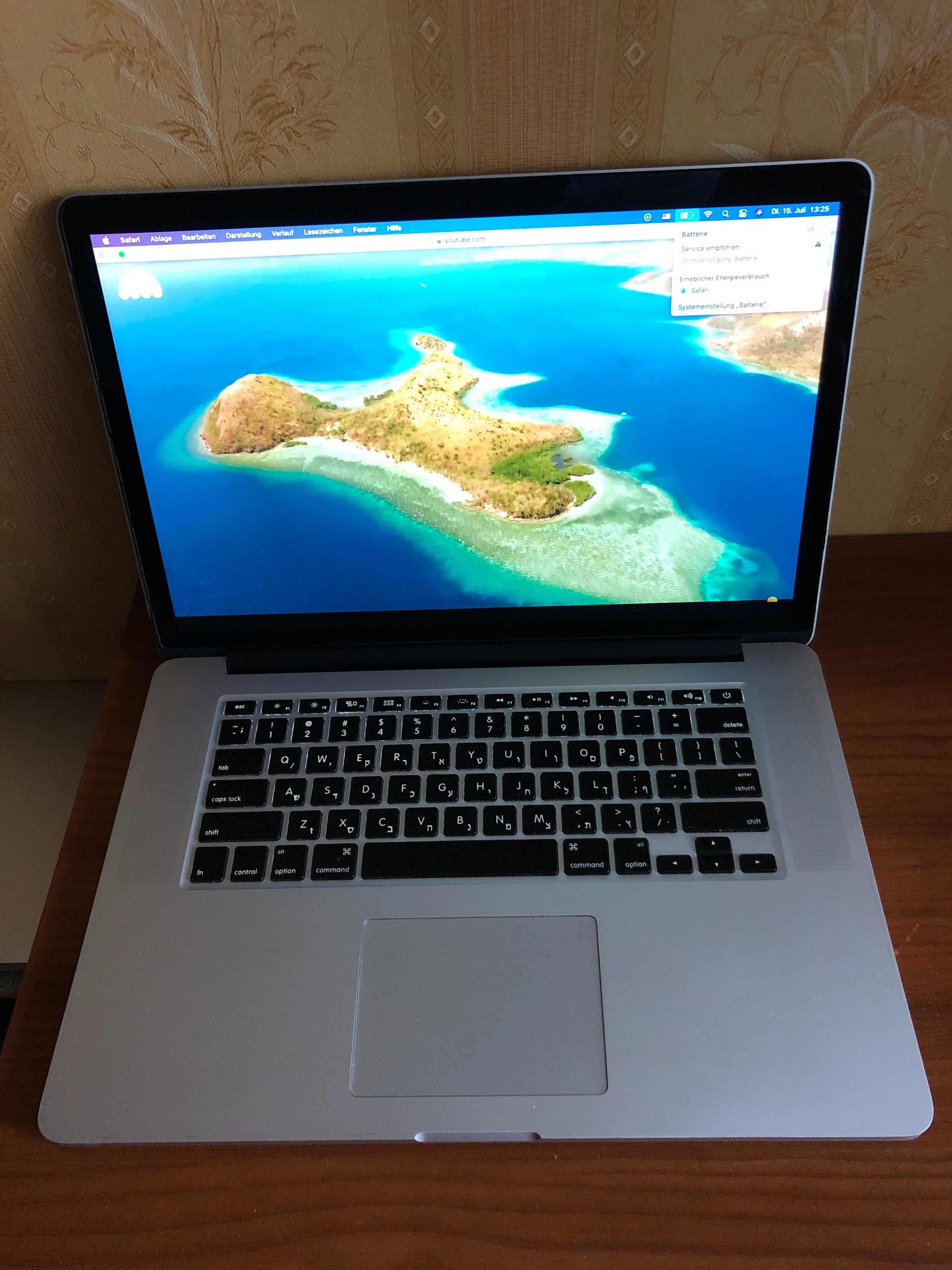 ноутбук MacBook Pro Retina A1398 Retina Mid 2014/16GB/ SSD 256/ Intel