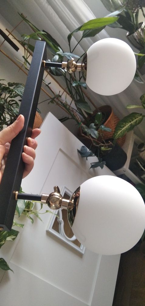 Lampa sufitowa, kinkiet łazienkowy argon / złoto czarna kule