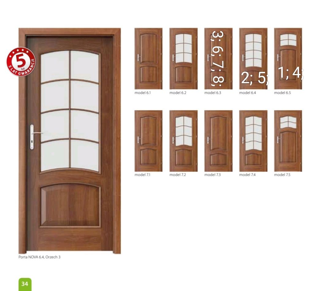 Drzwi Wewnętrzne PORTA NOVA -  5 szt. - 2 modele