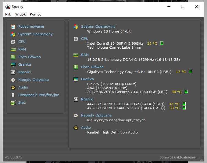 Komputer do Gier i5 10400f, GTX 1060 6GB, 16GB, Win 10 Zoptymalizowany