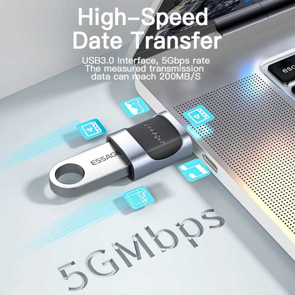 Komplet Przejściówek Essager OTG 3 szt. USB/USB-C/Micro-USB 3.0/5Gbps