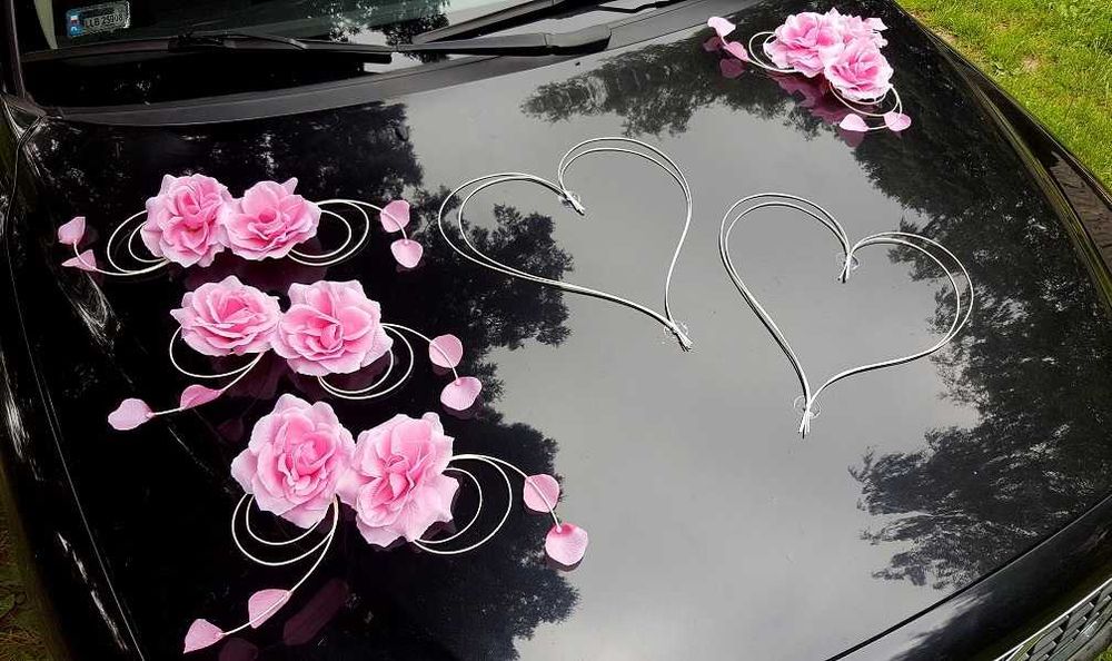 DEKORACJA Samochodu ślubnego Ozdoby na auto Serca