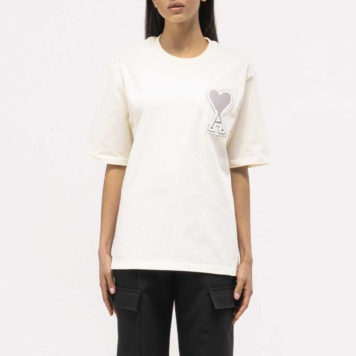 Футболка AMI Paris Exclusive Ami De Coeur T-Shirt Beige