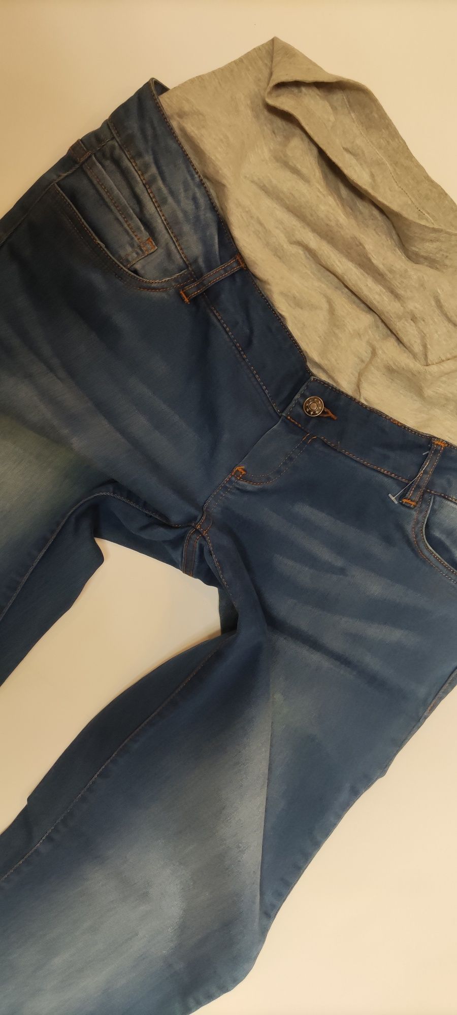 R. 33/32 nowe mama luciolis ciążowe spodnie jeans navy panel grey