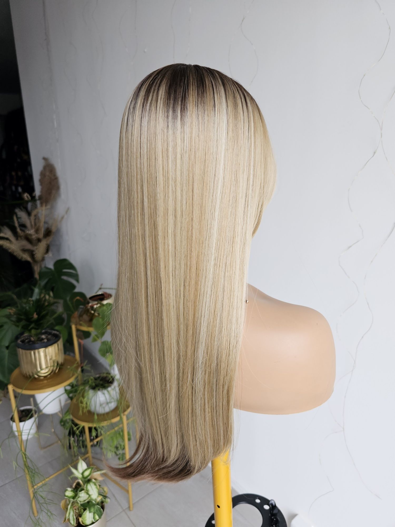 Długa peruka mix blond refleksy lace front Paris premium naturalna fry