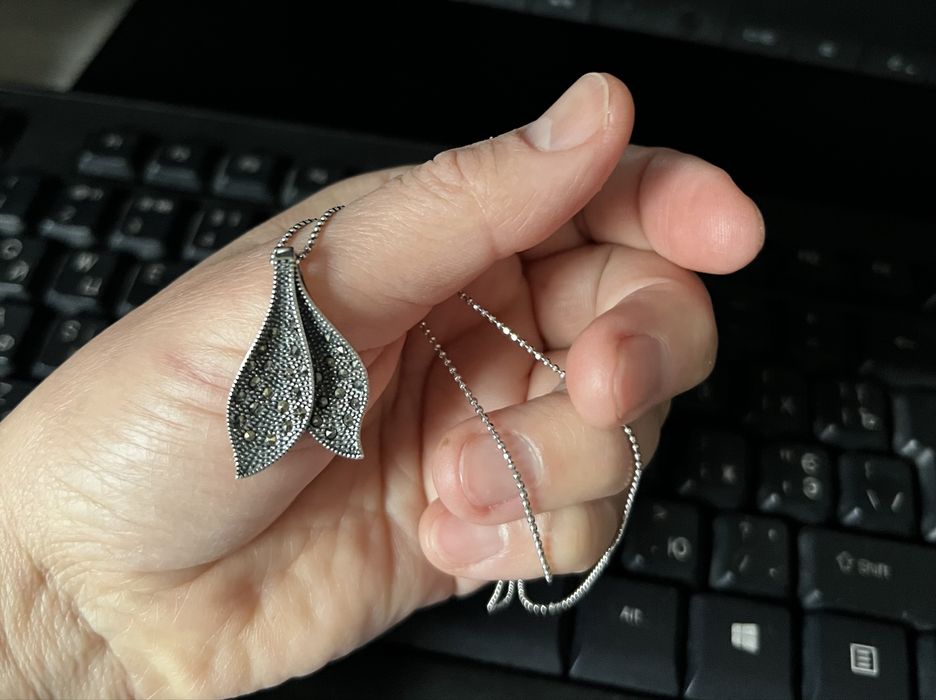 Подвес серебро с марказитами, вес 4.09 грамм