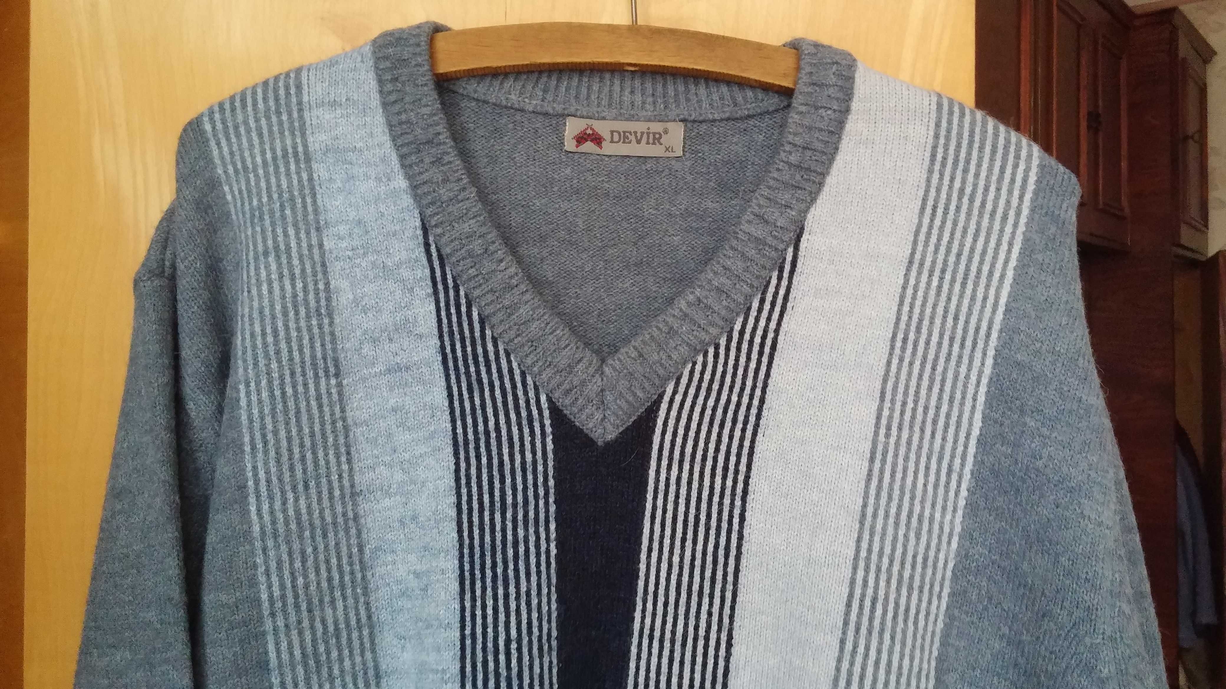 Piękny duży męski sweter XL/2XL - wełna z acrylem - bdb !!