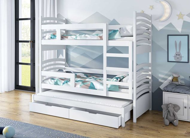 Łóżko piętrowe dla dzieci trzyosobowe LILA 3, materace gratis!