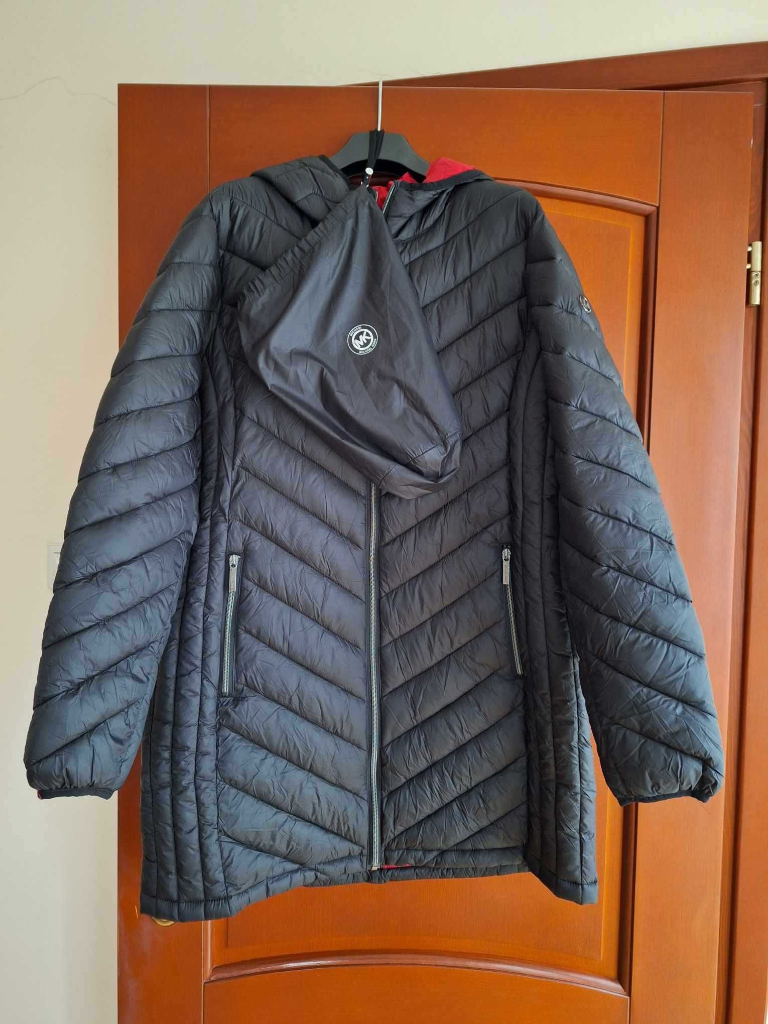 kurtka damska z kapturem michael kors wiosna - lato pokrowiec czarna