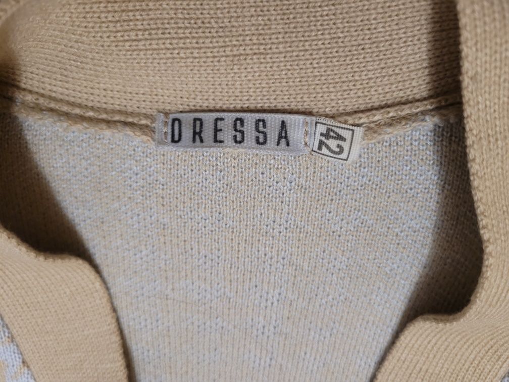 Блакитне в'язане зимове  плаття Dressa  в "гусячу лапку"