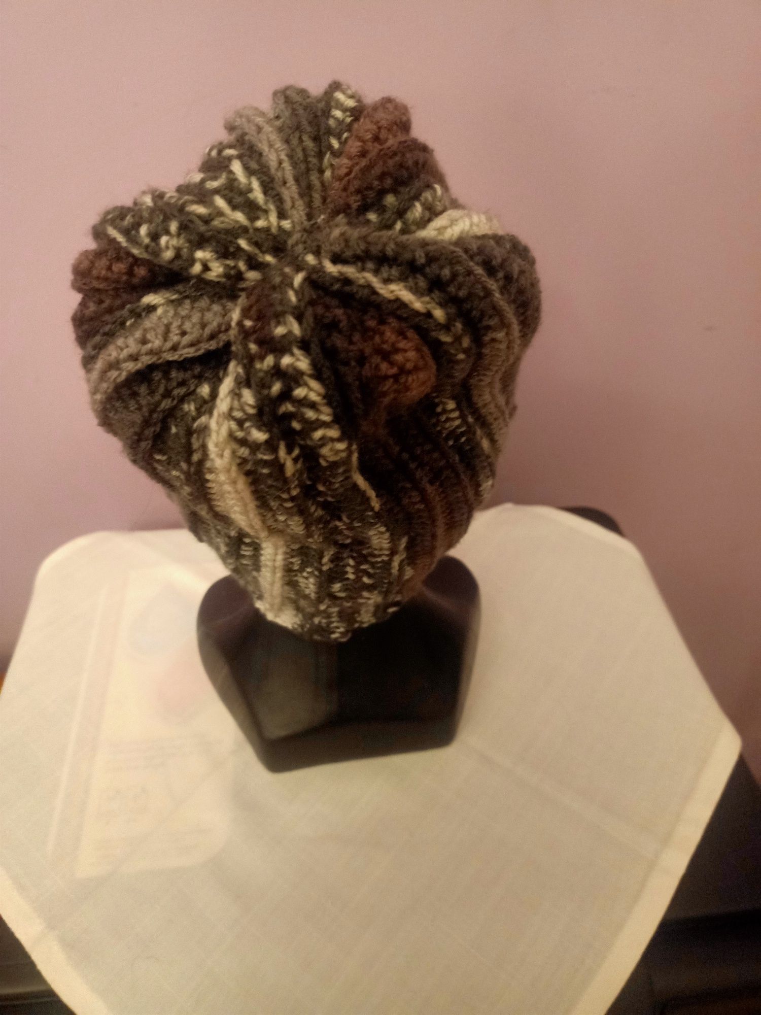 Komplet czapka i szal szydełko wykonany ręcznie Hand Made