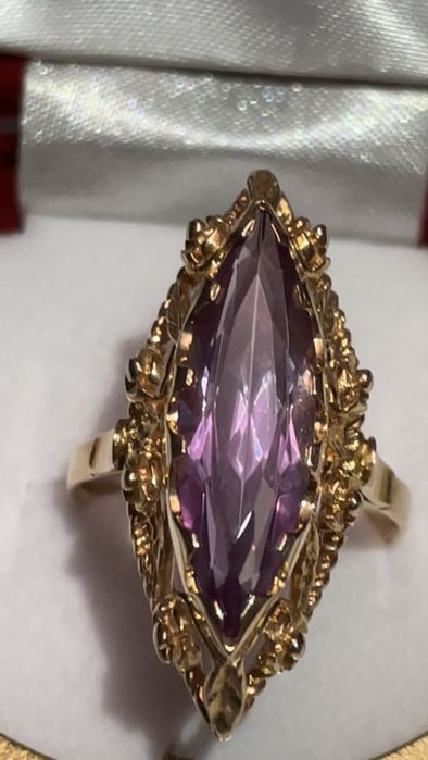 Перстень,кольцо, золото ссср, Маркиз, александрит, 583 пробы