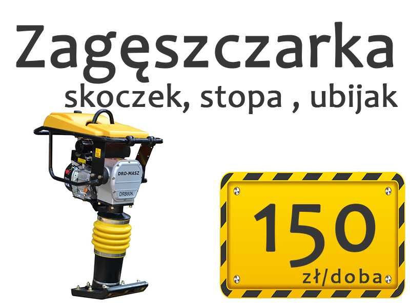 Wynajem zagęszczarka płytowa 90 kg + guma do kostki, skoczek, stopa