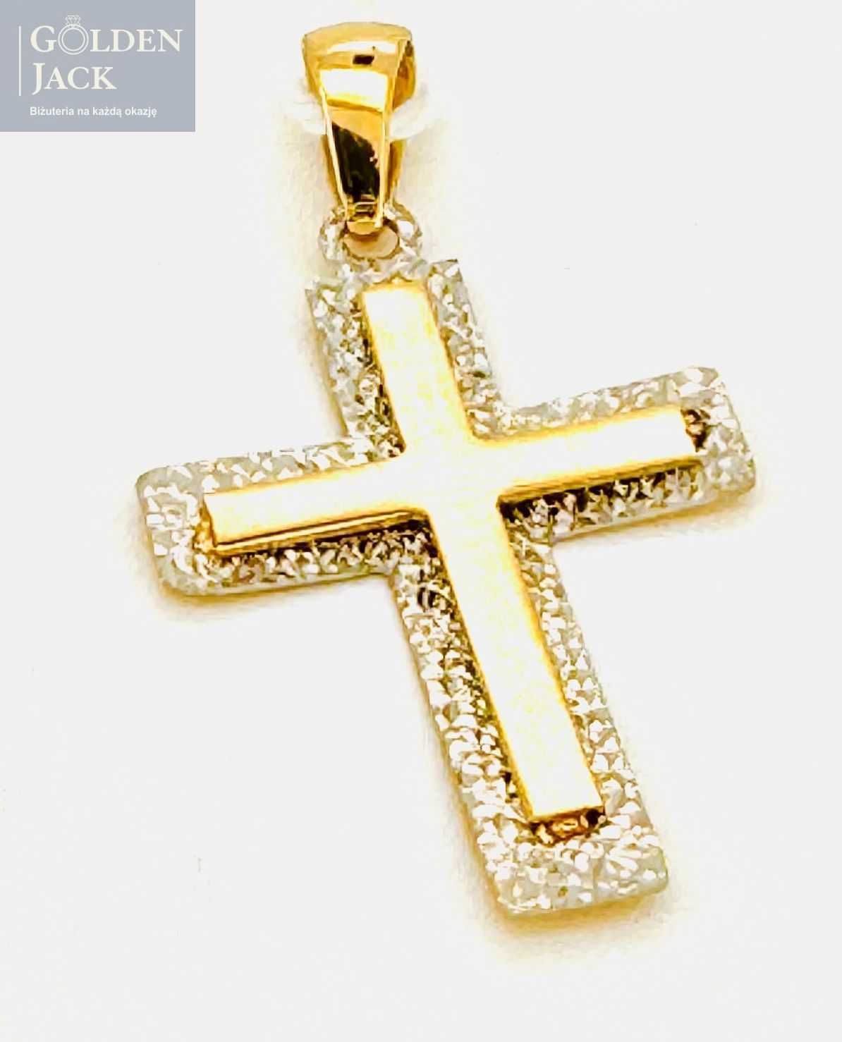 Złota zawieszka wisiorek Krzyż Krzyżyk złoto pr. 585 waga 0,83g 2,7 cm