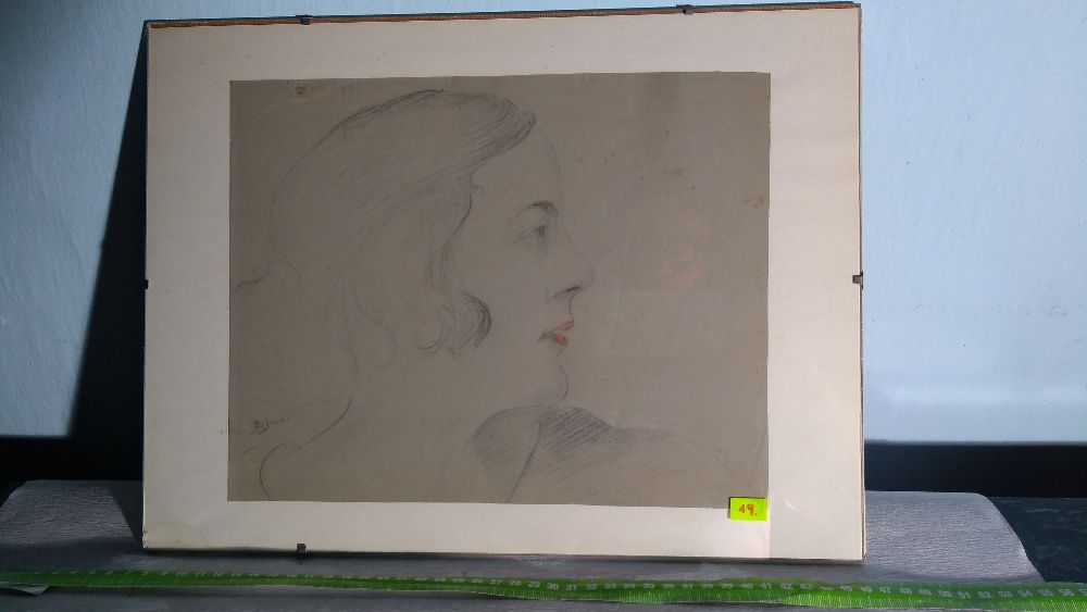 Obraz , grafika , portret kobiety , sygnowany , cena 350 zł.