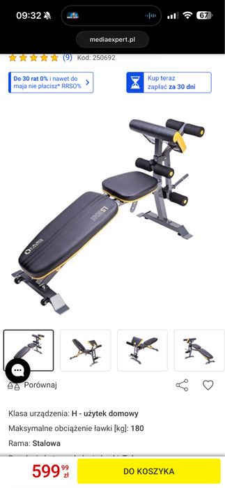 Ławka do ćwiczeń HMS LS3061 nowa w kartonie.