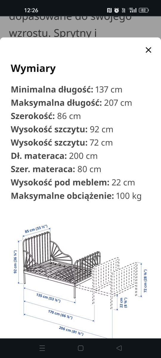 Łóżko Ikea MINNEN białe 80x200 cm
Rozsuwana ra