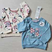 Pepco Girls r.74 nowe bluzy 2 pak so cute w kwiaty