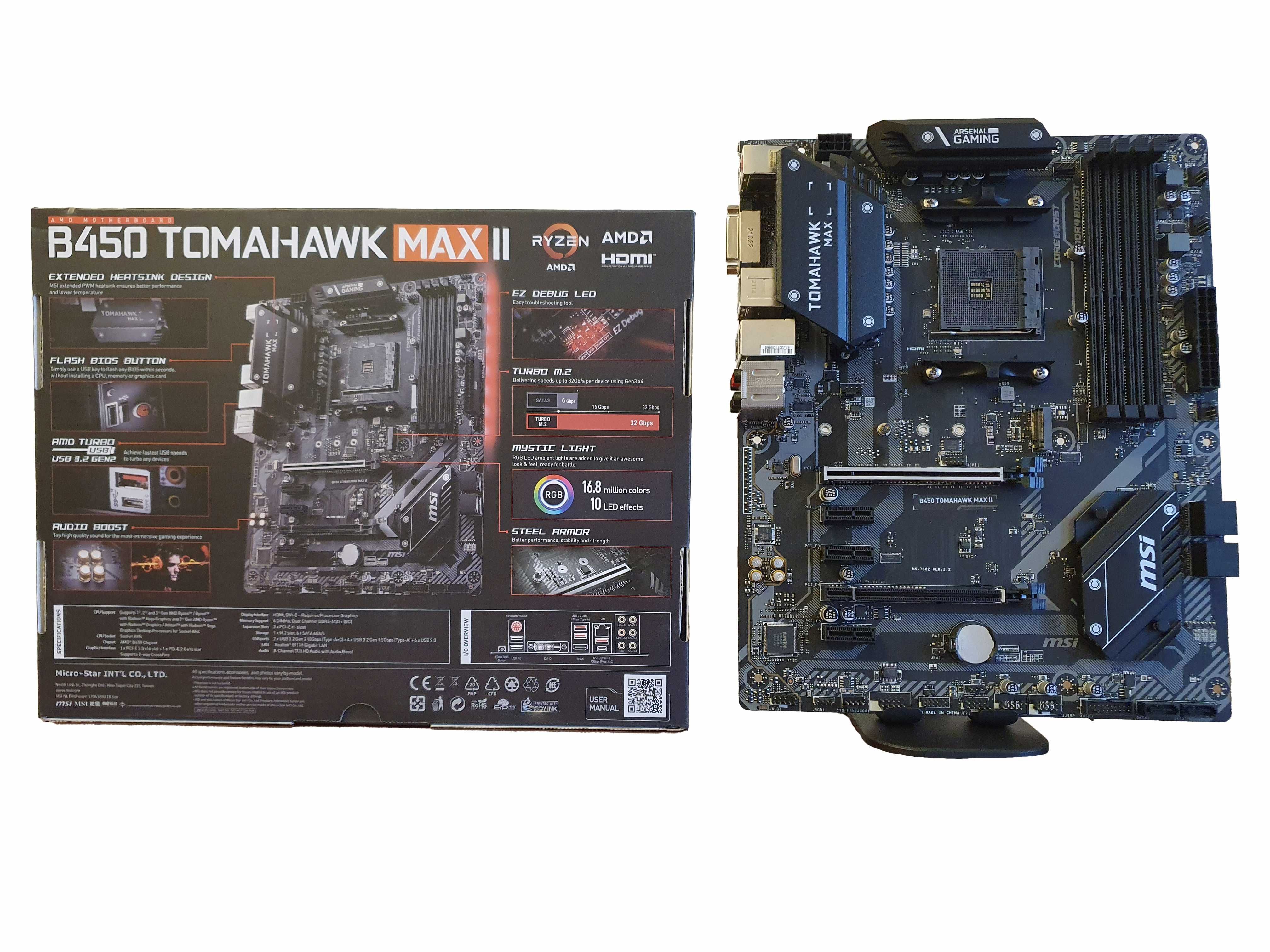 Материнська плата MSI B450 Tomahawk MAX II (sAM4, AMD B450, PCI-E x16)