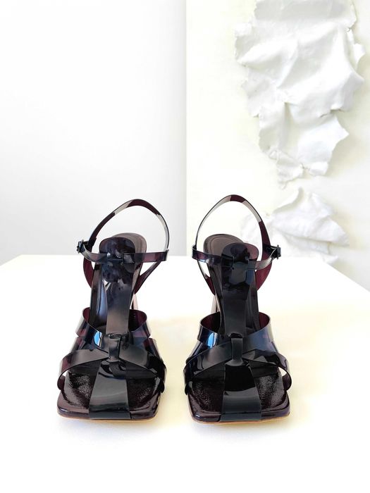 ZARA WINYLOWE BRĄZOWE SANDAŁY na wysokim obcasie Rozmiar 41