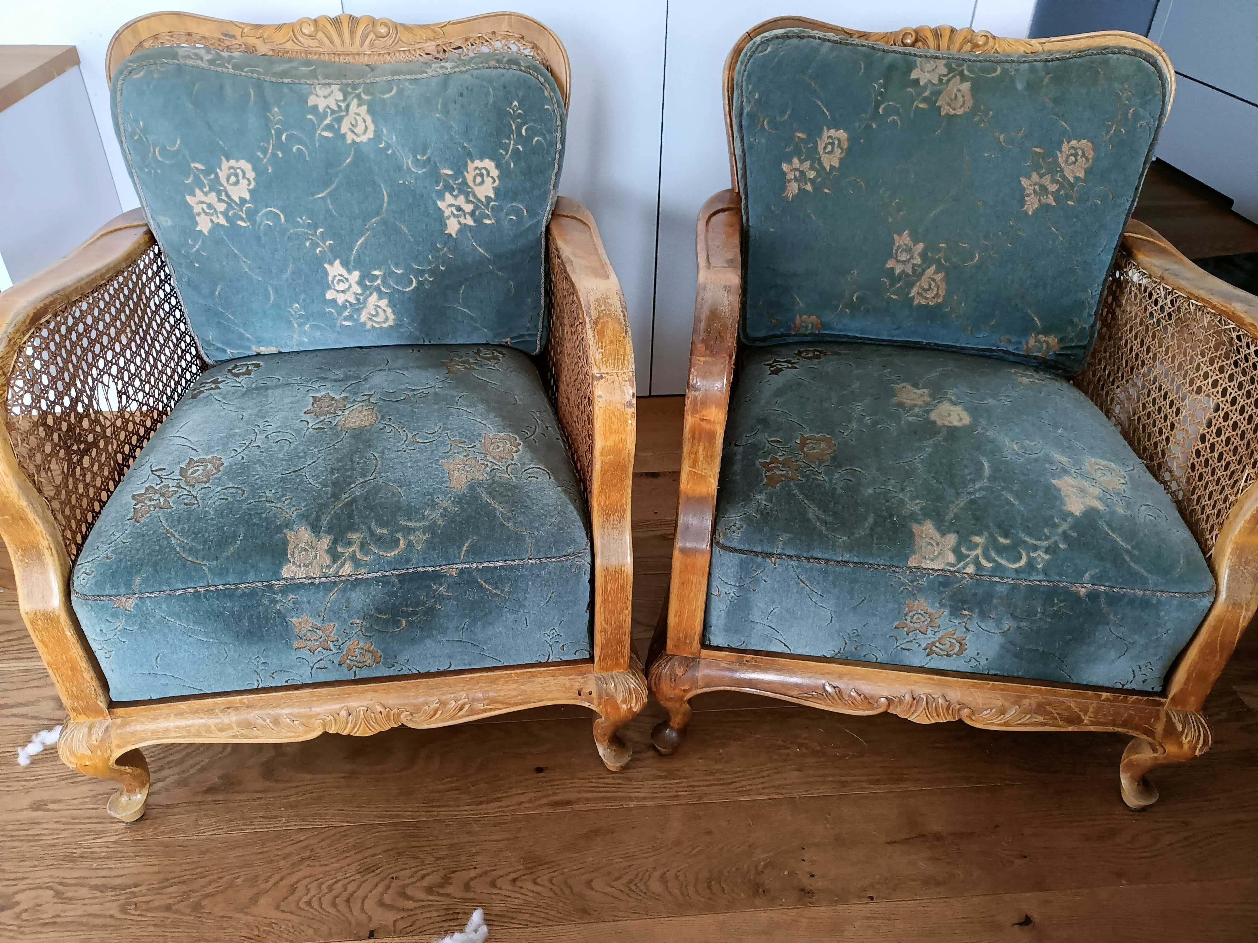 Fotele retro x 2 komplet 64x71 szerokość 38cm siedziko od ziemi