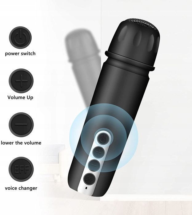 Głośnik Przenośny Bluetooth 16W Światło RGB Mini Karaoke Mikrofon