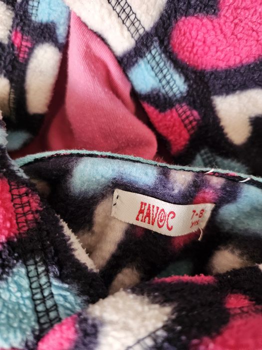 Bluza polarowa kangurek z kapturem w serduszka Havoc rozmiar 122