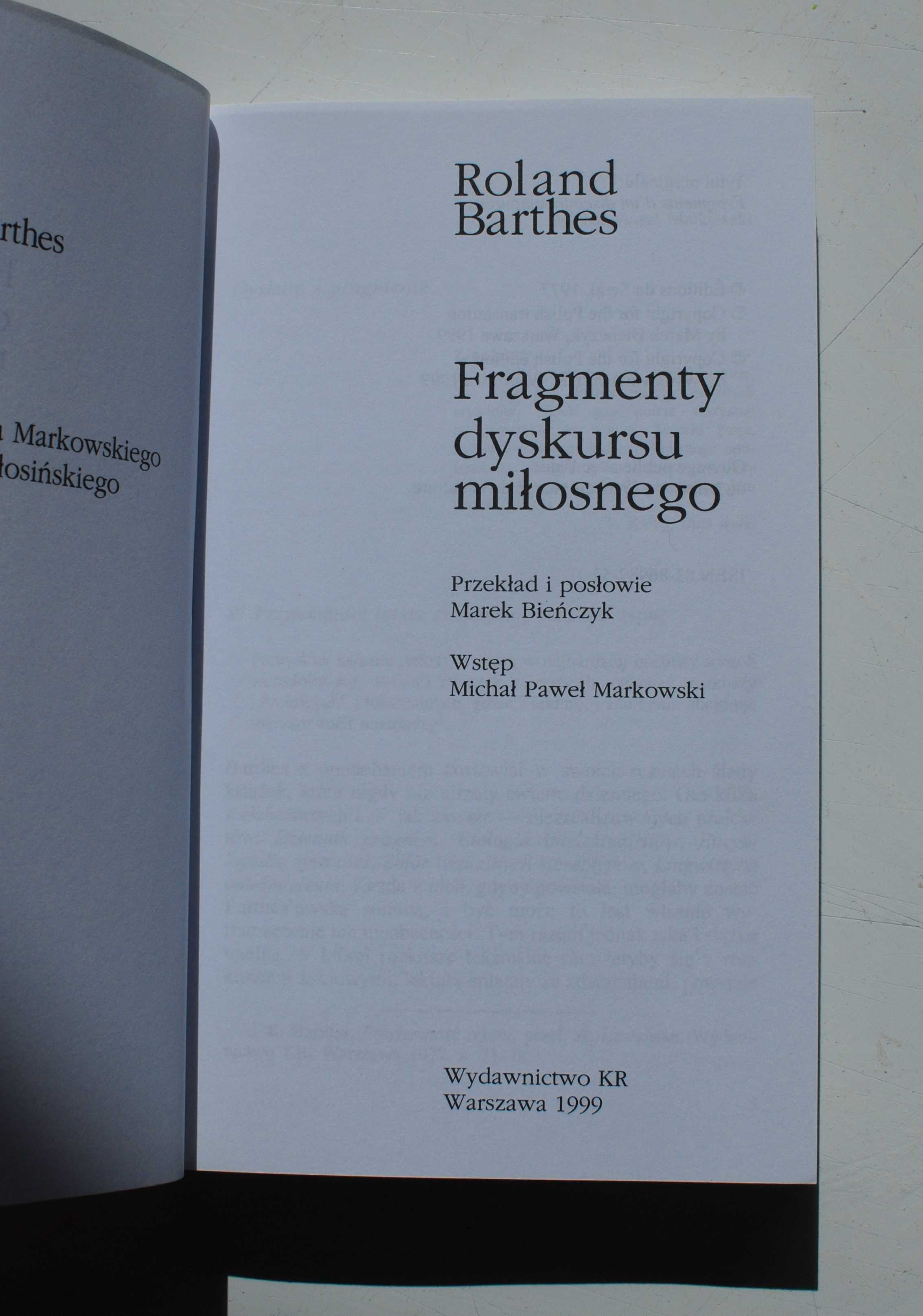 Roland Barthes. Fragmenty dyskursu miłosnego