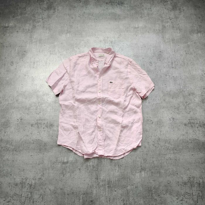 MĘSKA Elegancka PREMIUM Letnia Koszula Lacoste France Lniana Haft