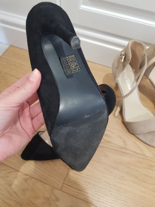 Buty na obcasie sandały szpilki 40 wysokie nude czarne