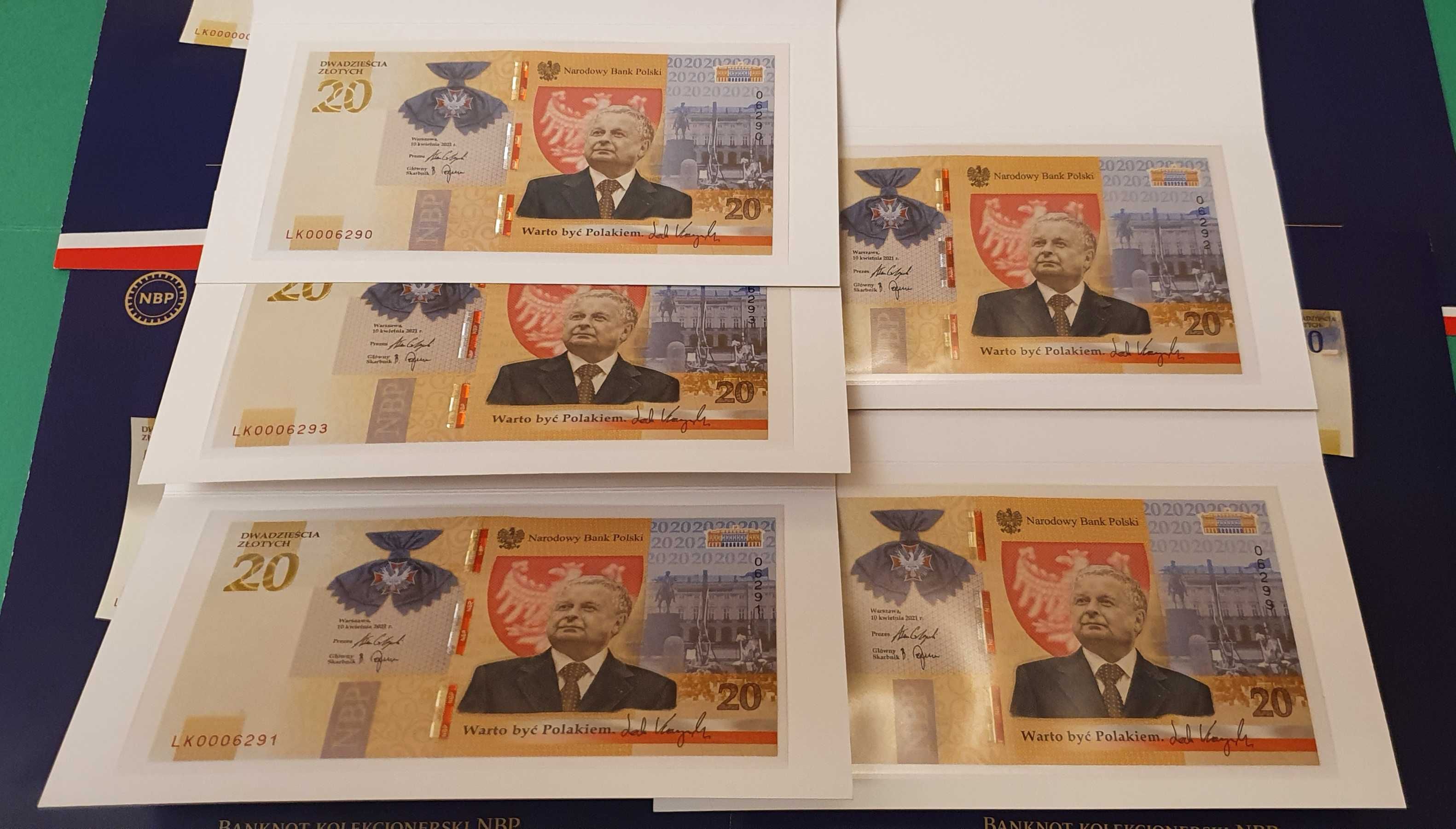 Banknot kolekcjonerski 20 zł - Lech Kaczyński + folder gratis
