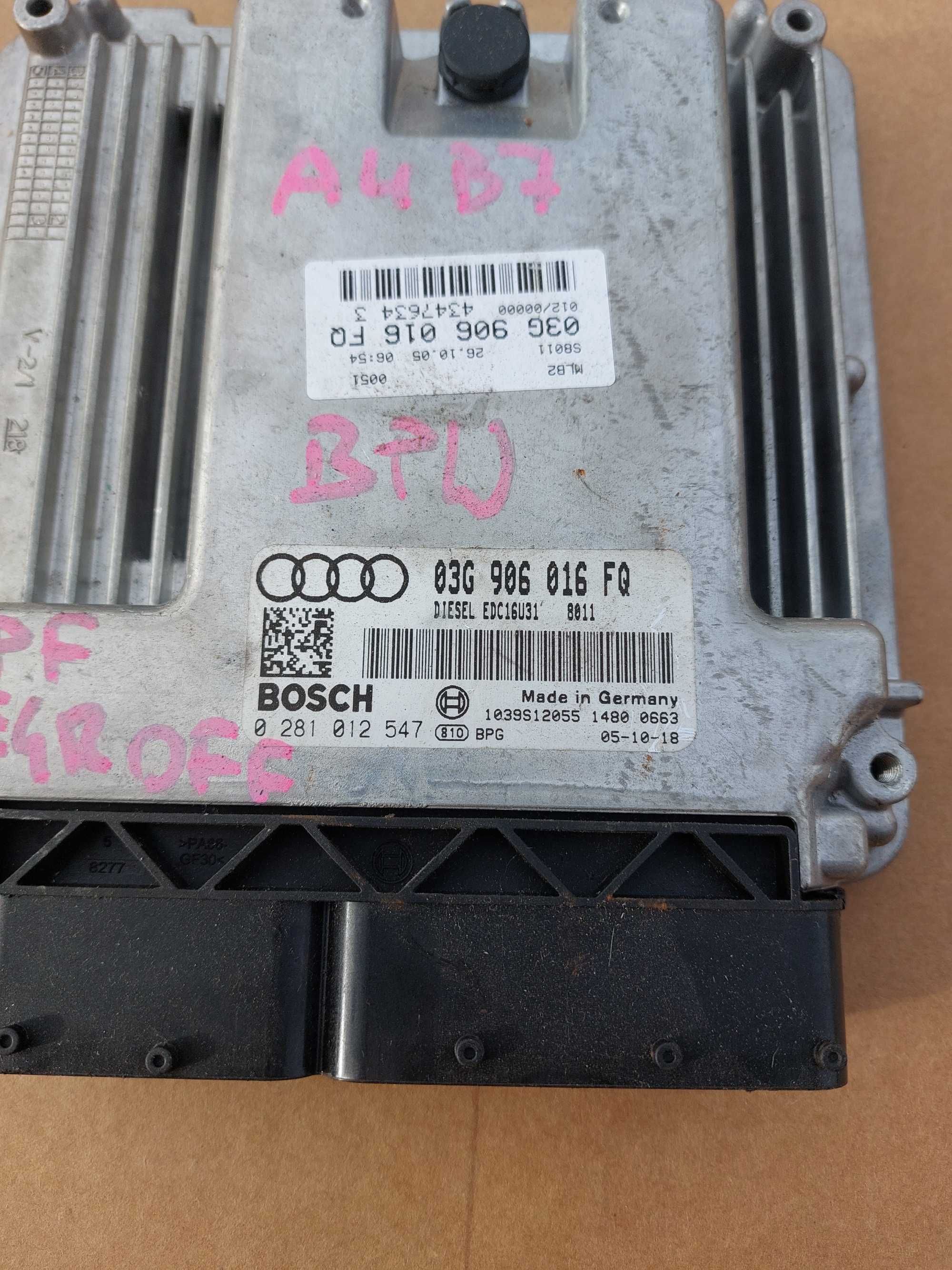 Sterownik silnika Audi A4 B7 2.0 Tdi 8v 140KM 04-08.r BDB Bez Egr FQ