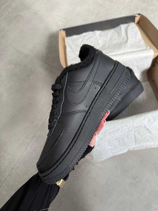 Nike Air Force Low Black Winter, форси чорні зима, форс Черные зима