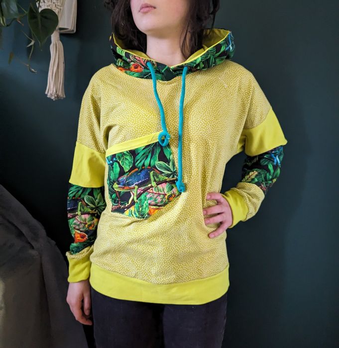 Auri&Lili nowa limonkowa bluza dresowa w kameleony M L Handmade