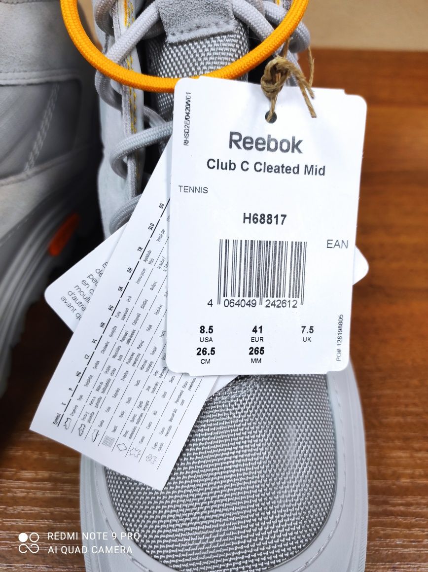 ОРИГІНАЛ 100% Кросівки Reebok Club C Cleated Mid White H68817