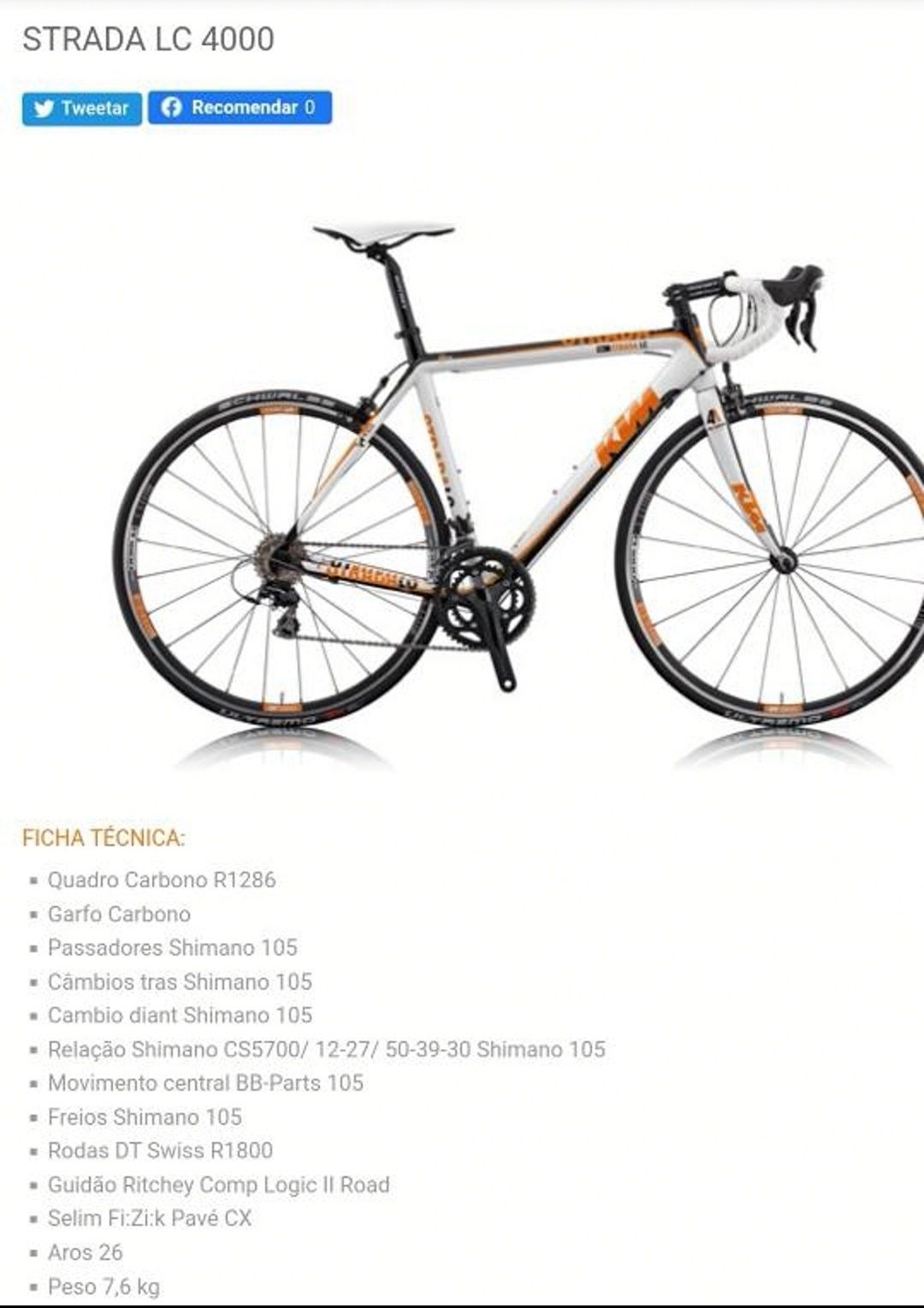 Bicicleta Estrada Carbono KTM