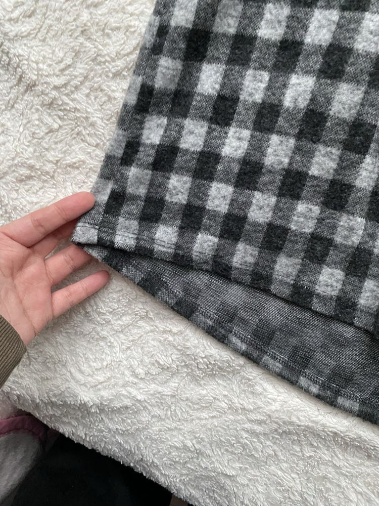 Sweter bluzka w kratkę czarny szary Zara 140 cm 9/10 lat ciepły cienki