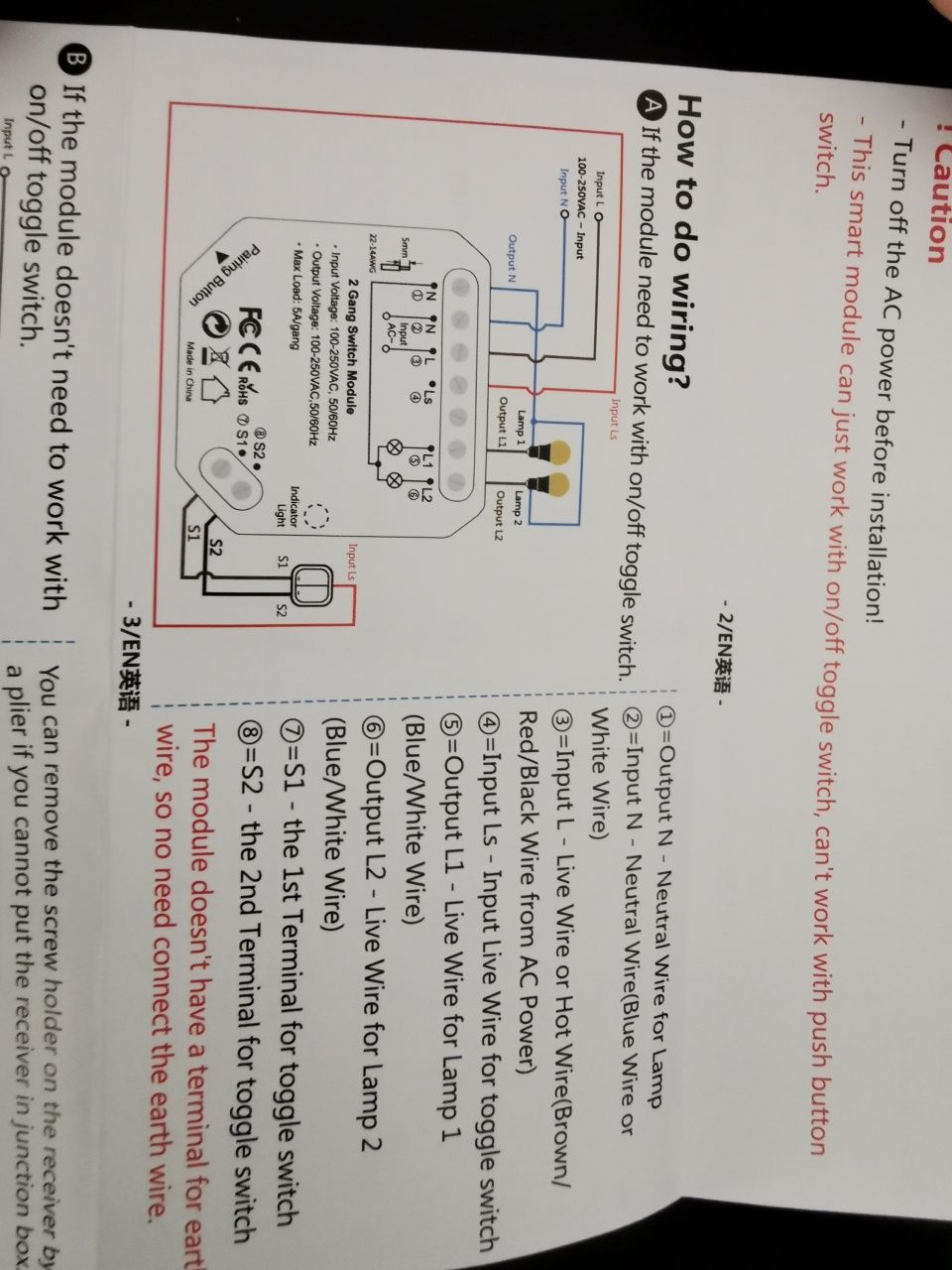 Tuya 2 switch (equivalente a shelly 2) converte candeeiro para smart