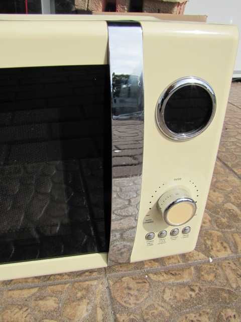 Fine Dinesty Kuchenka mikrofalowa mikrofalówka retro kremowa Klarstein