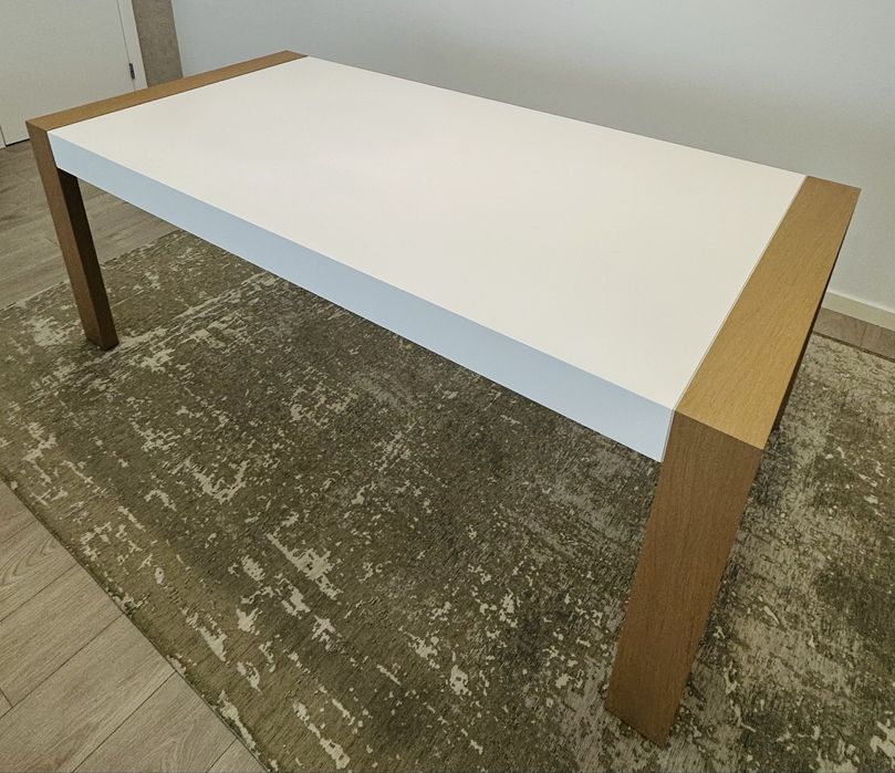 Mesa Extensivel Lacado a Branco com Madeira C200*L100