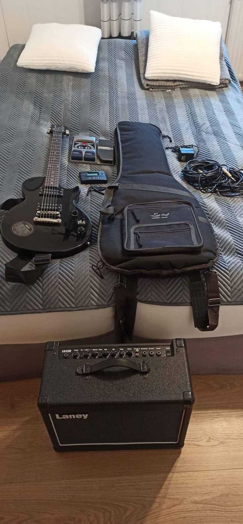 Gitara elektryczna Epiphone, wzmacniacz gitarowy, efekty + dodatki