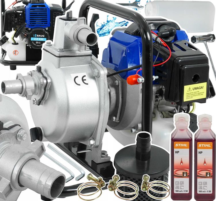 Pompa spalinowa do wody 1'' 2KM Baug - Wydajność 8000 l/h